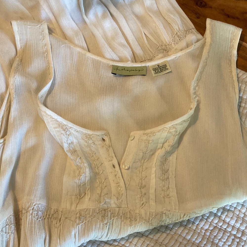 90s/ vtg Anthropologie tiered prairie babydoll dress - Picture 14 of 16